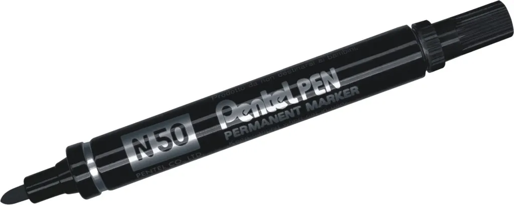 Fornitura Aziendale Pentel N50 Nero - 12 Marcatori Alluminio Punta Media