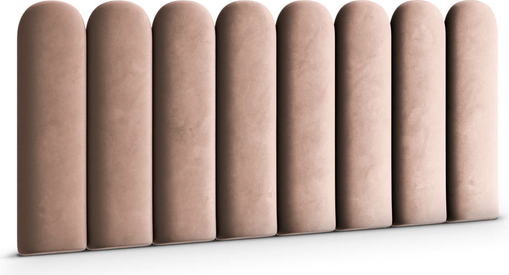 A row of upholstered wall panels.