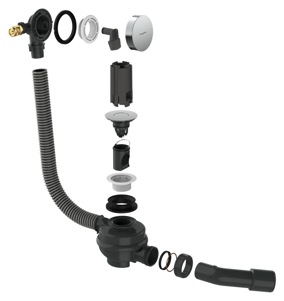 hansgrohe Ablauf- und Überlaufgarnitur, Exafill, Brushed Black Chrome, Weiß Hochglanz, 1 Stk.