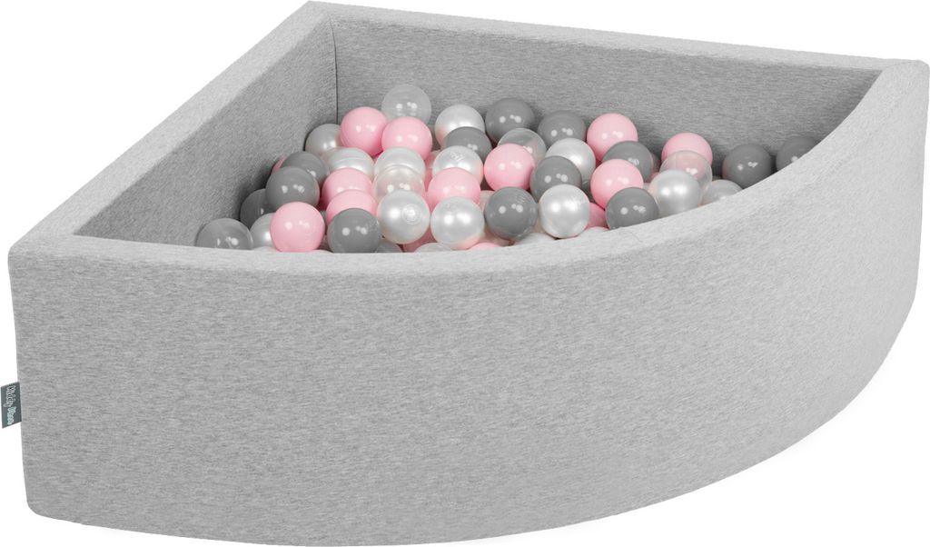 KiddyMoon Kinder bällebad Ecking 90x30cm 300 Bunte Bälle ∅7cm - Spielzeug Bälle für bällebad Für Babys zimmer Bällebad schaumstoff - Hellgrau