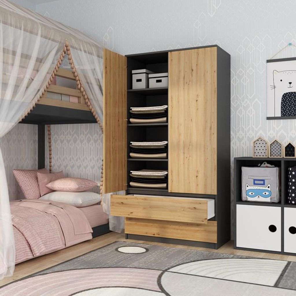 Kleiderschrank mit griffloser Front Jorn 90 cm Produktbild 4