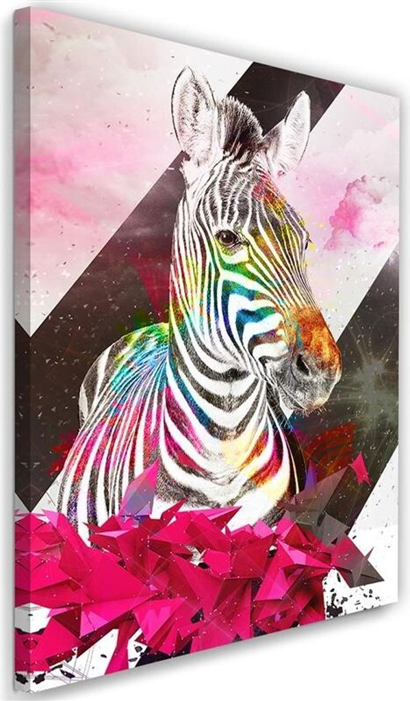 Leinwandbild abstraktes zebra und formen 80x120 cm Feeby farbe wandbild bereit zum aufhängen