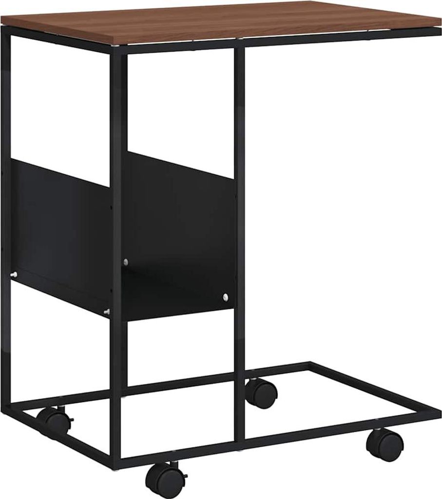 vidaXL Beistelltisch mit Rollen Schwarz 55x36x63,5 cm Holzwerkstoff