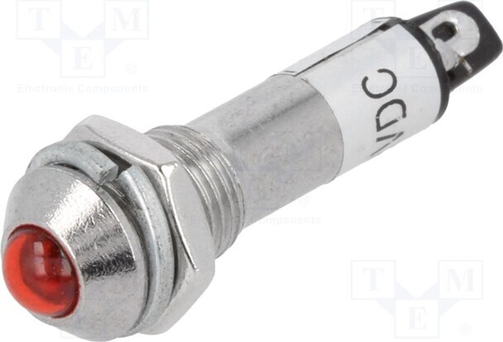 5x Kontrollleuchte: LED konvex 12VDC Öffng: Ø8,2mm IP40 Metall IND8-12R-A LED-Kon