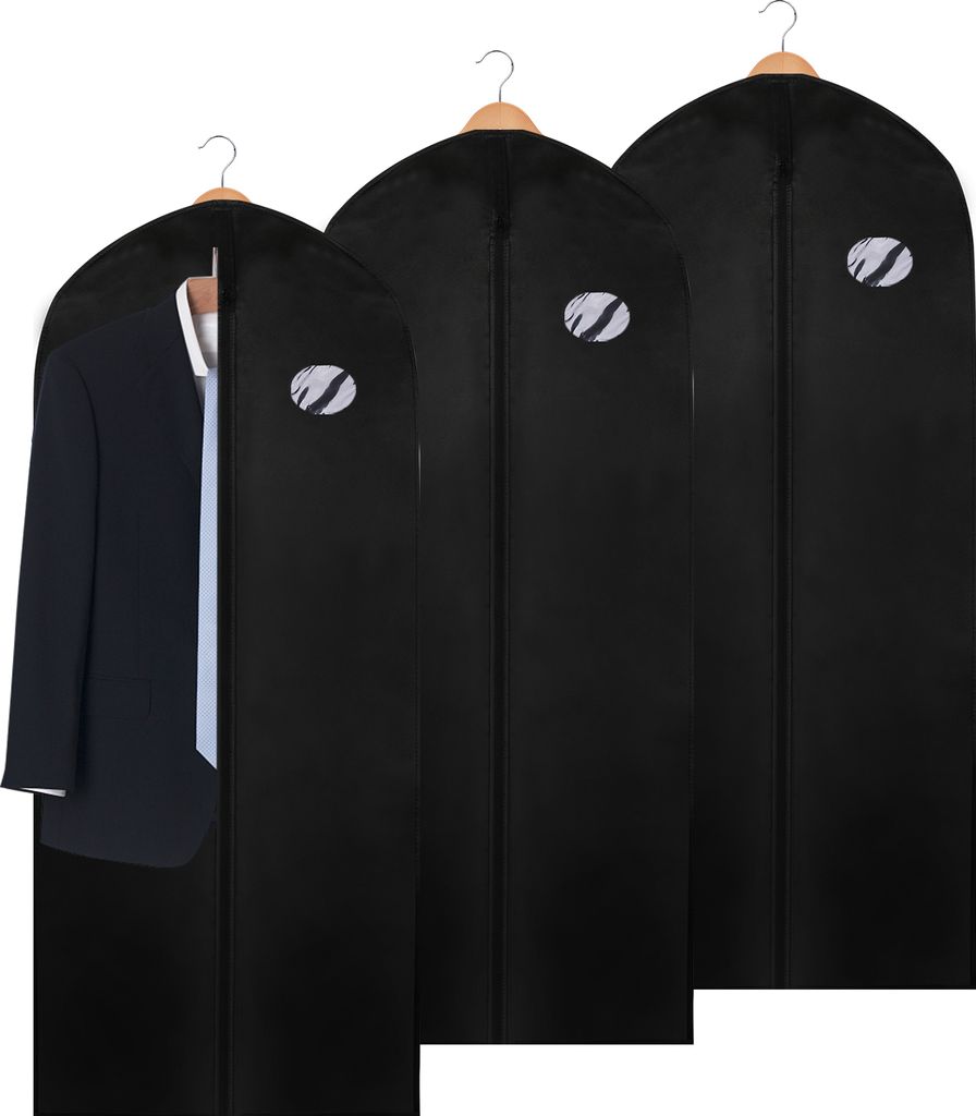 Clanmacy Kleidersack 3er 150x60cm Schutzhülle Kleiderhülle mit einem Griff schwarz Schuhsack
