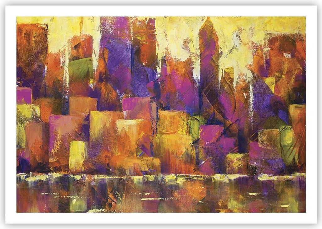 Poster - Poster ohne Rahmen - Abstraktion Stadt Wolkenkratzer - 100x70 cm - Wand Bild - Wanddeko - Wandbilder - Kunstposter - Wandposter - Bilder -...