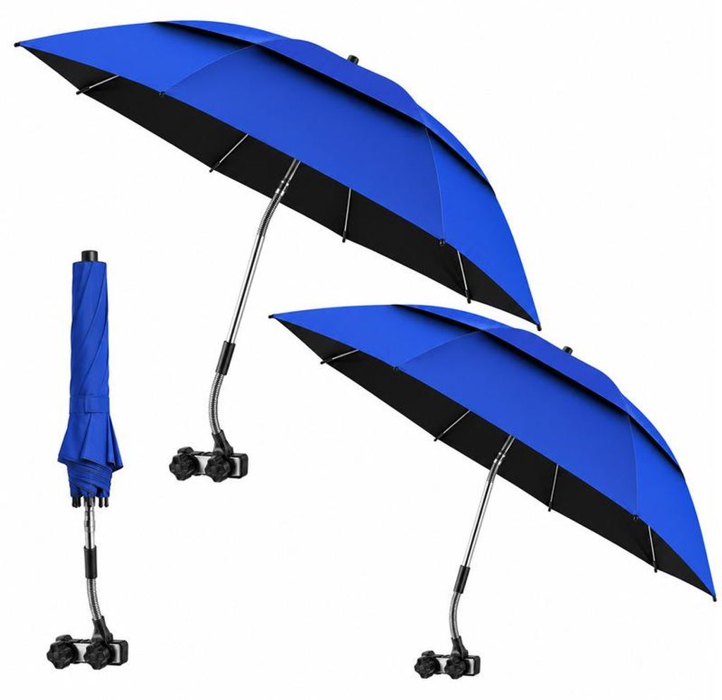 Doppel-Klappschirm mit Klemme UPF50+ – 106cm, 360° Produktbild 