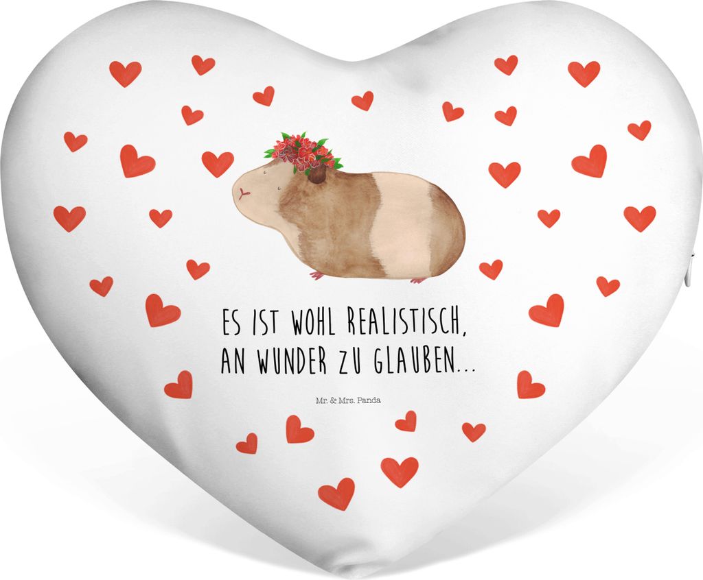 Mr. & Mrs. Panda Kuschelkissen Meerschweinchen Weisheit - Weiß - Geschenk, Lustige Sprüche, Motivation, Herz Kissen, Sofakissen, Dekokissen, deko...