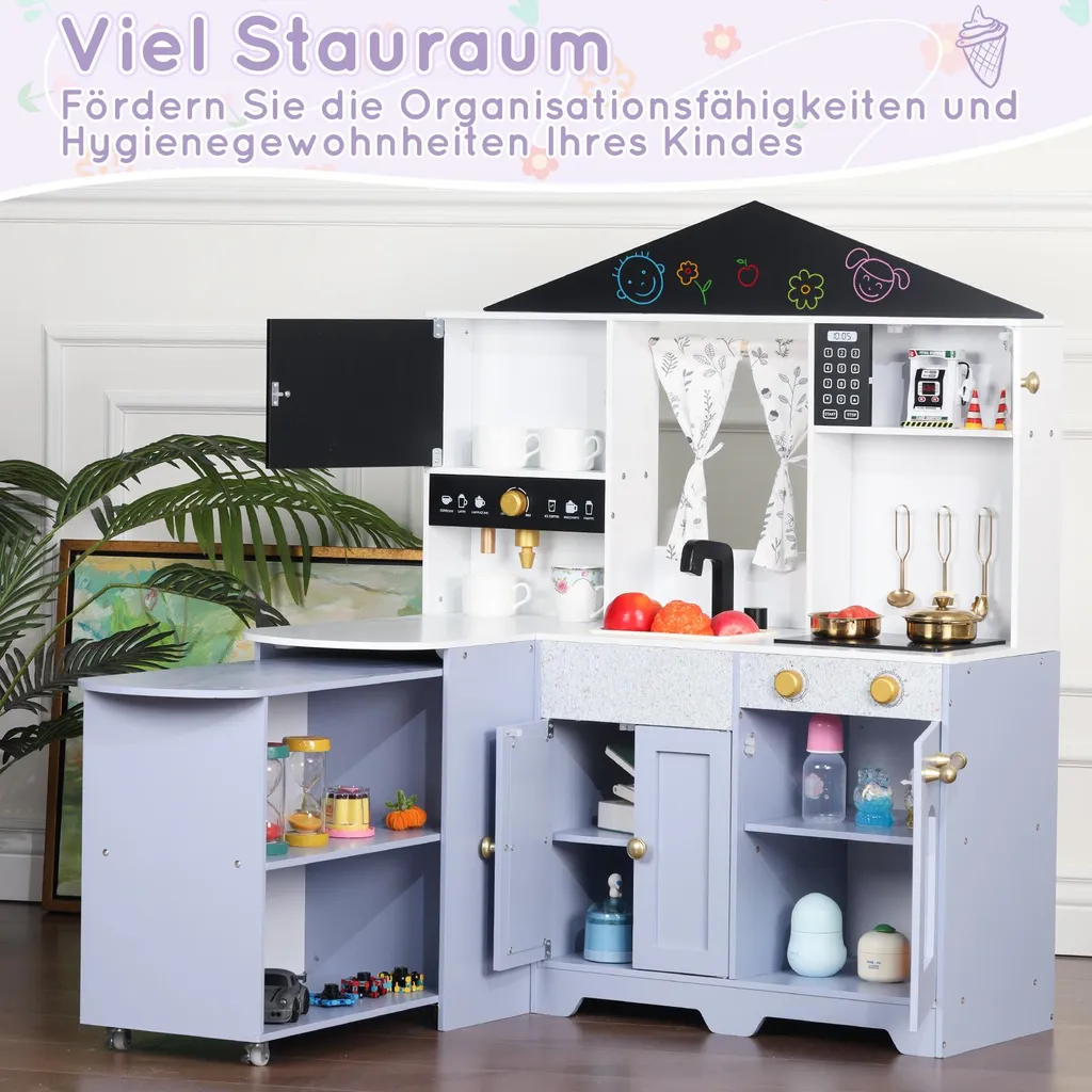 Cuisine Enfant Interactive Merax en Bois avec Accessoires, 3 Ans et Plus - 8