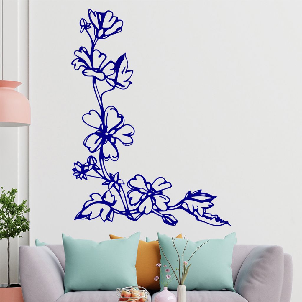 Blumen - Ranken Wandtattoo in 6 Größen - Wandaufkleber Wall Sticker - Dekoration, Küche, Wohnzimmer, Schlafzimmer, Badezimmer