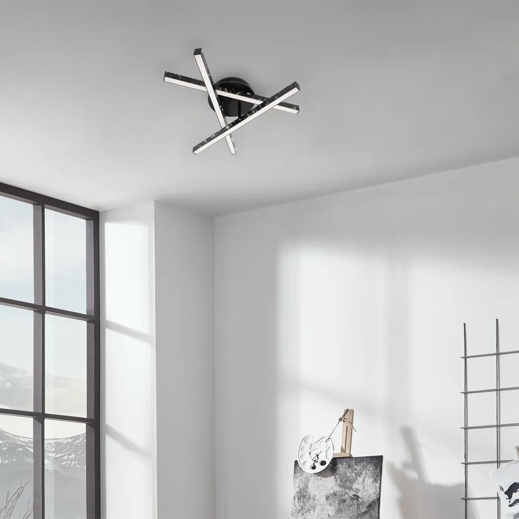 Lampada da soffitto a LED Lampada da parete Effetto glitterato 3000K 15W nera metallo Briloner - 4