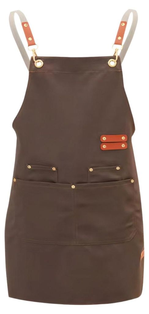 Werkschort, Unisex, 4 Taschen, gekreuzte Träger, wasserdicht, braun, S, 65 cm