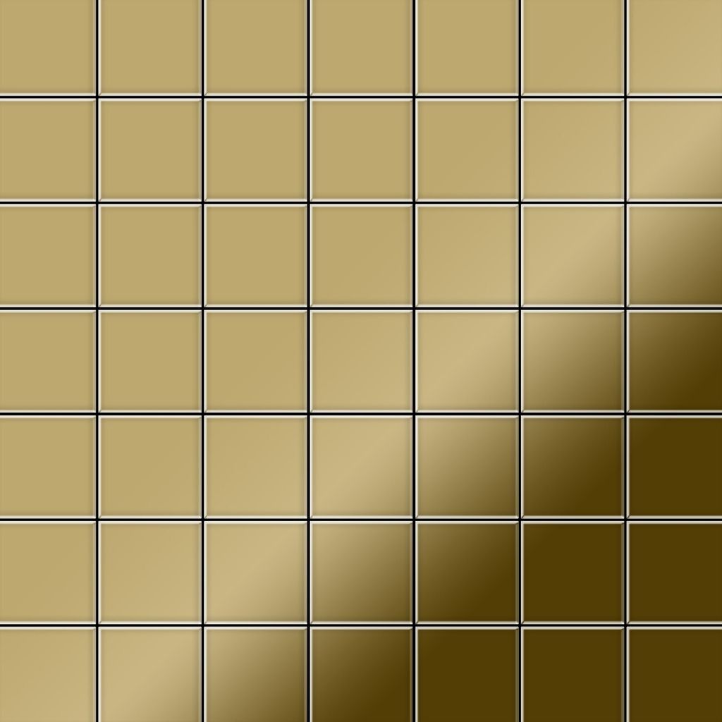 Mosaik Fliese massiv Metall Titan hochglänzend gold 1,6mm stark Attica-Ti-GM