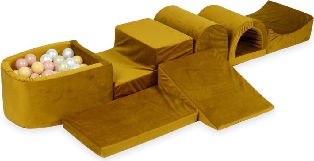 Der größte Schaumstoffspielplatz mit Pool Micro Velvet Gold + 100 Bälle: Hellgold, Beige, Perlmutt, Roségold