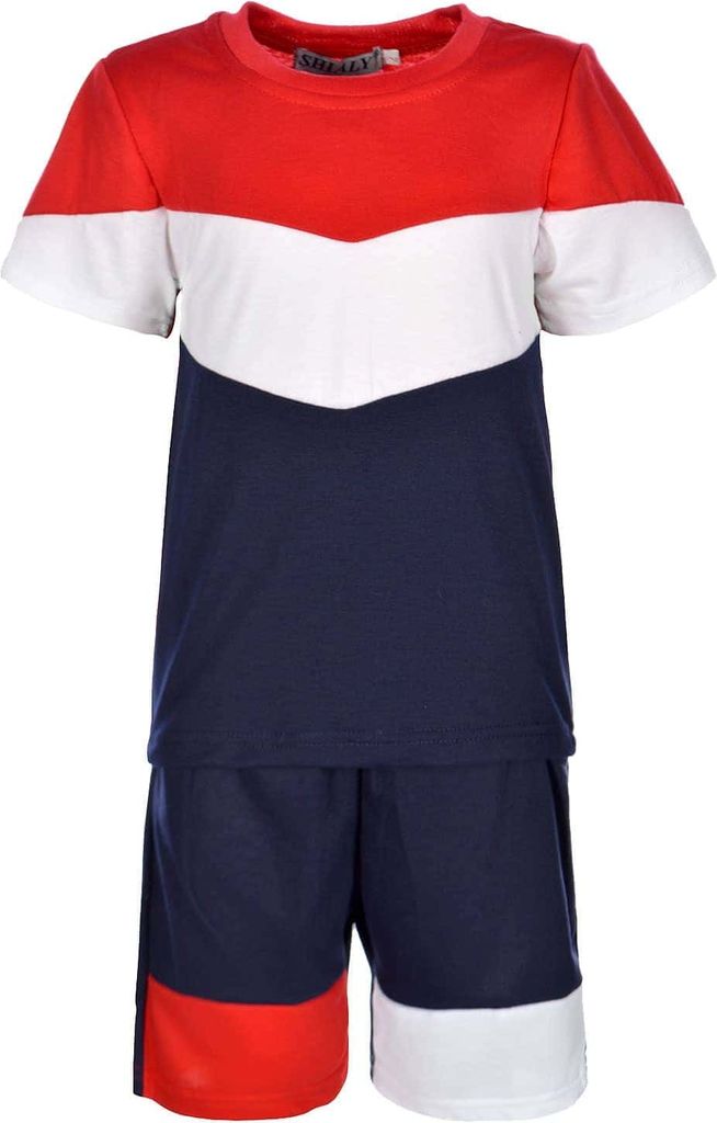 Shialy Stylisches Jungen Sommer Set Navy-Weiß 104