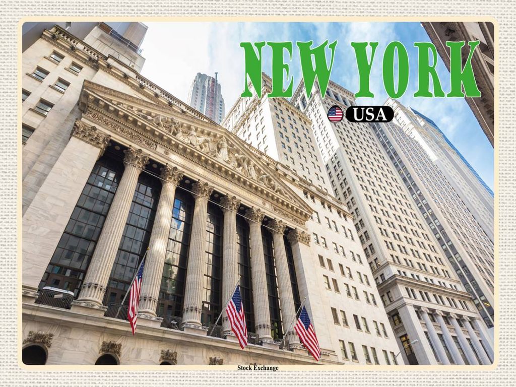 vianmo Holzschild 30x40 cm New York USA Stock Exchange Börse Bildmotiv Reisemotiv Abenteuer Reisen