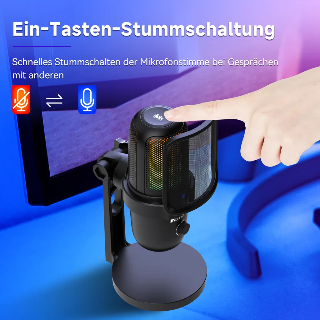 Microphone de streaming Retekess TG201 USB pour podcast et gaming PC - 4