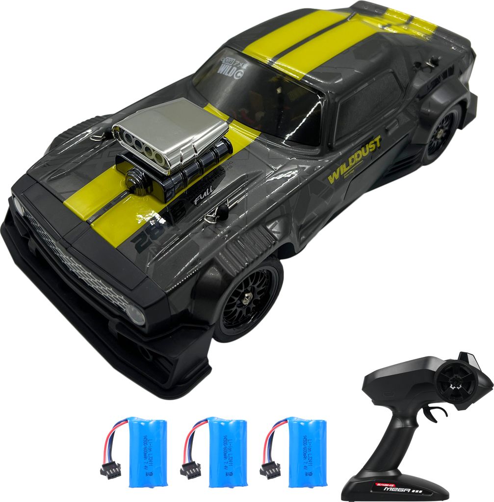Ferngesteuertes Drift-Auto, 2,4 GHz, Massstab 1:16, 4WD, 50 km/h, Hochgeschwindigkeits-Modellfahrzeug mit Gyro, Driftreifen mit LED-Beleuchtung, wi...