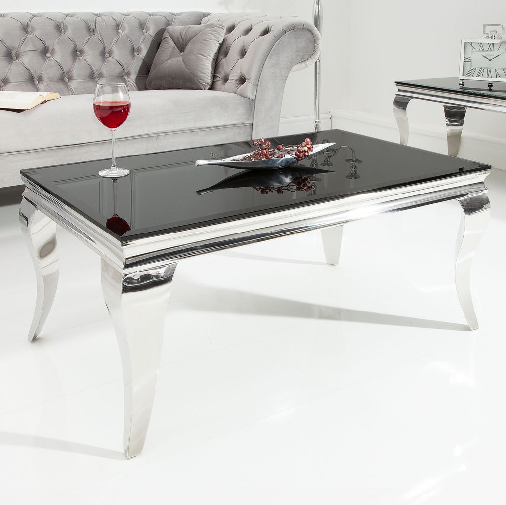 Moderner Barock Couchtisch 100cm schwarz Produktbild 