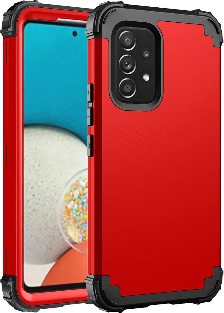 Custodia per Samsung Galaxy A53 5G Hybrid 3in1 PC e TPU antiurto, custodia resistente rossa