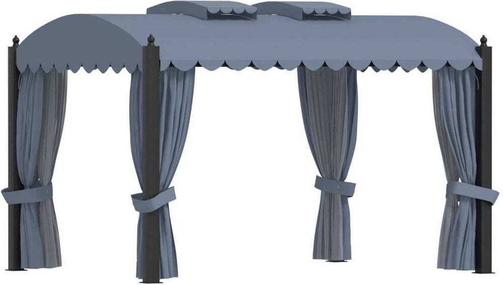 The Living Store Pavillon mit Vorhängen 3 x 4 m Anthrazit Stahl