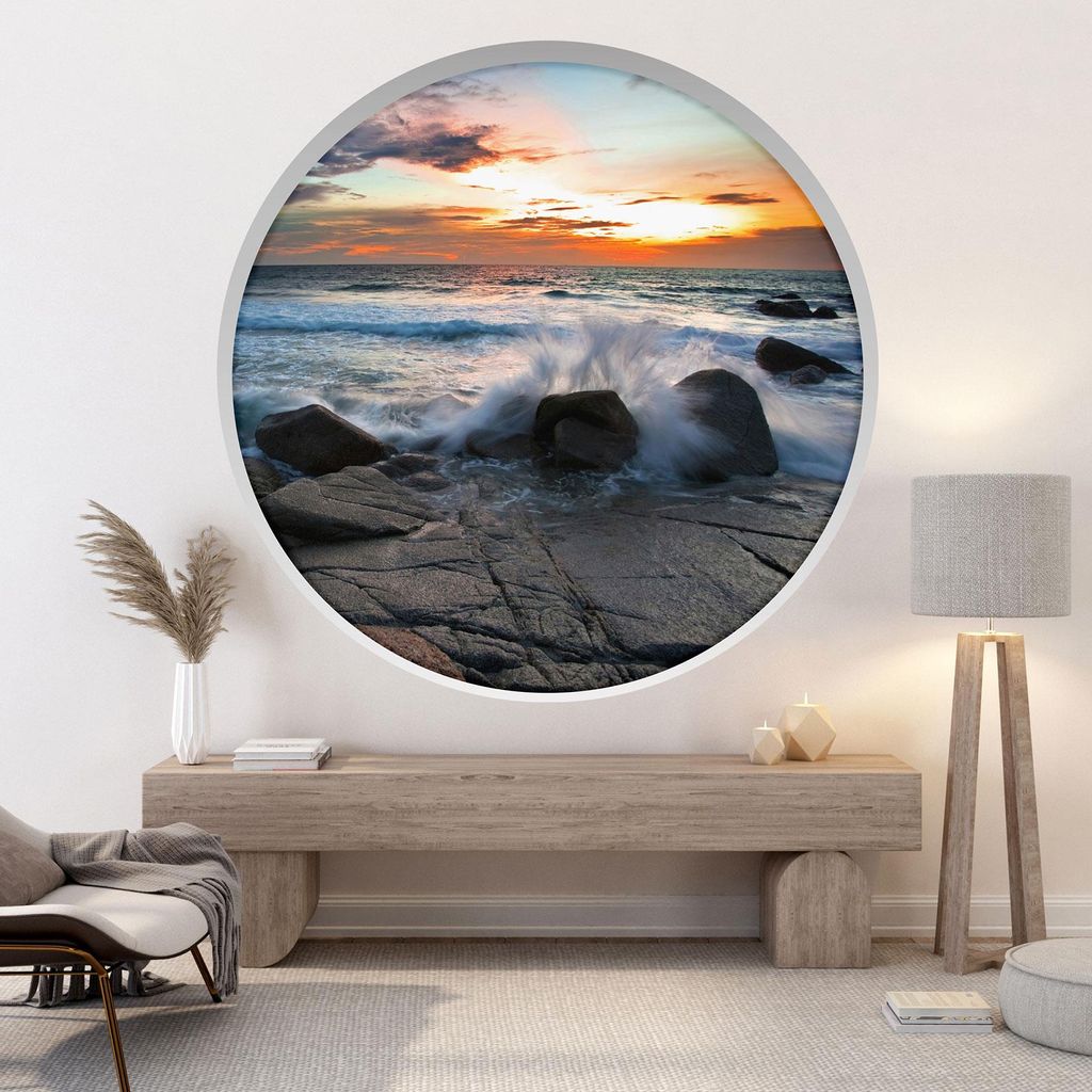 Trompe-l'œil-Aufkleber Runde Bogen - Lumaléa - Meer - Durchmesser 90 cm