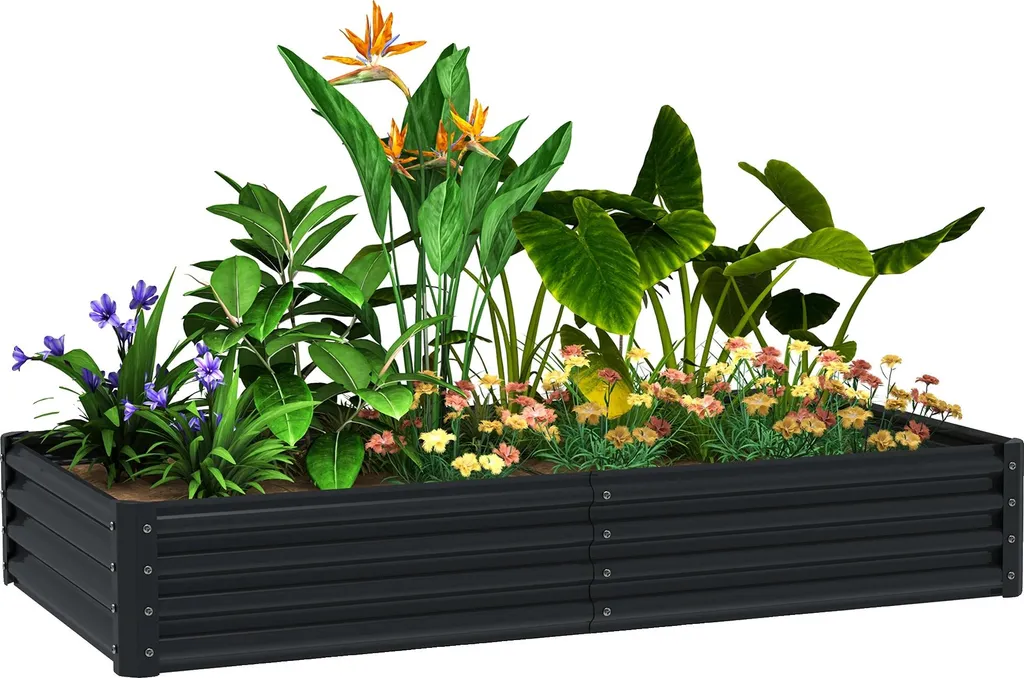 Jardinière surélevée ergonomique en acier galvanisé gris foncé durable