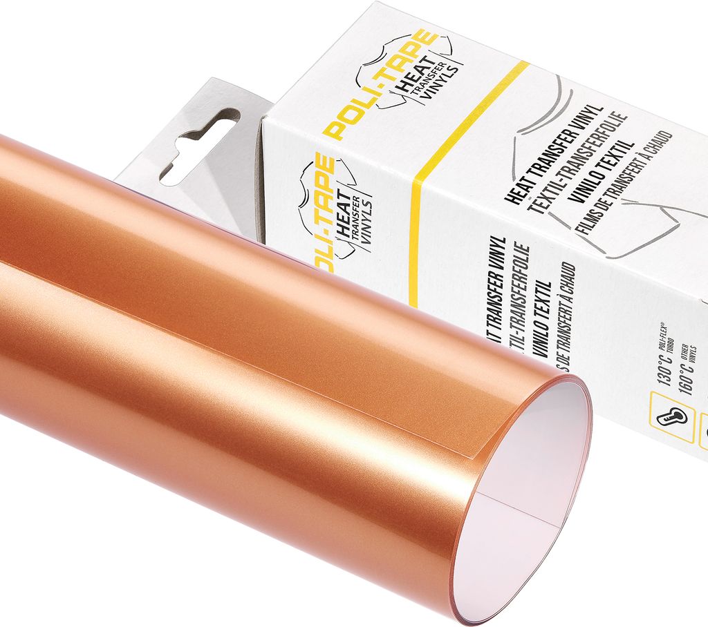 Poli-Tape Turbo, Hitzebeständige Vinylrolle, Geflocktes Wärmeübertragungsvinyl, Roségold, Einfarbig, 60 °C, 500 mm