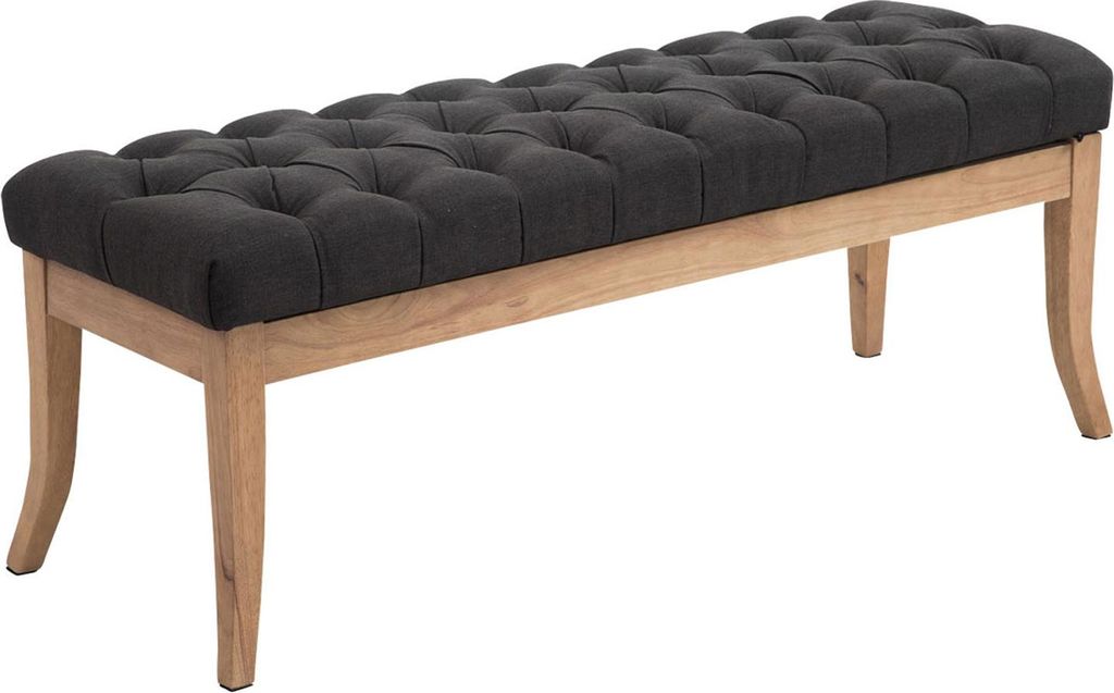 Sitzbank CANNES - Stoff Dunkelgrau 120x38x46 cm Hellbraun | Sitzbank Flur Sitzhocker Esszimmerbank Polsterbank Schlafzimmerbank