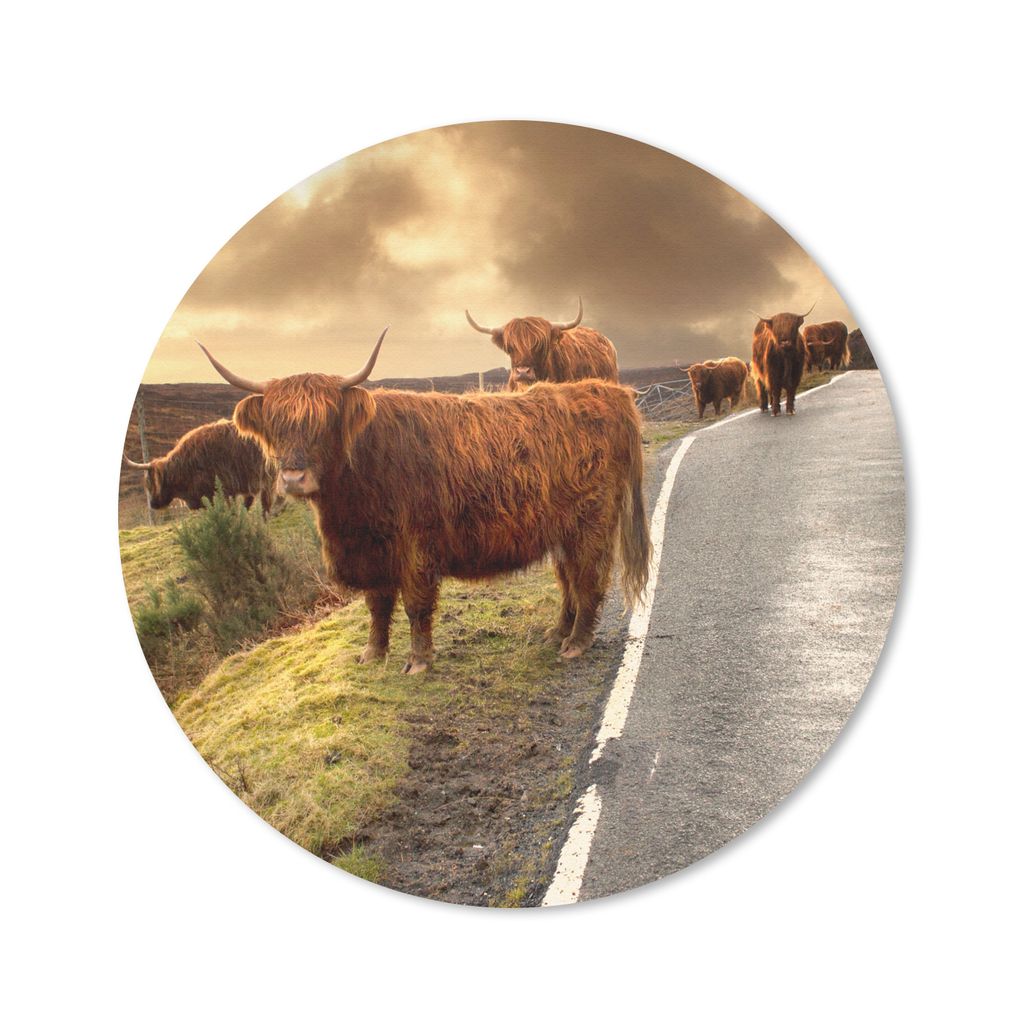 MuchoWow Mauspad Mousepad Schottische Highlanders - Himmel - Straße 40x40 cm - Mousepads - Maus Mat - Pad - Mausunterlage - Schreibtisch Accesso...