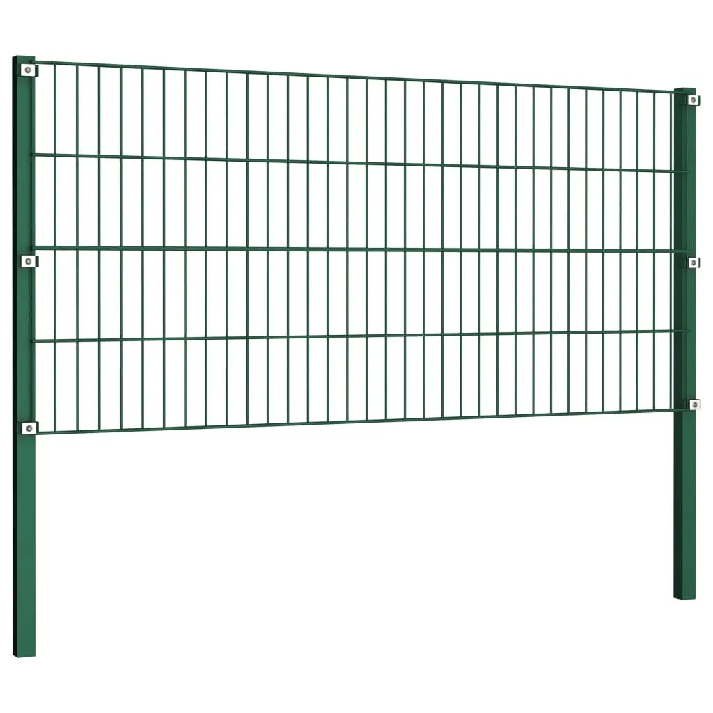 vidaXL Panneau de clôture avec poteaux en fer 176,5x80 cm Vert Jardin