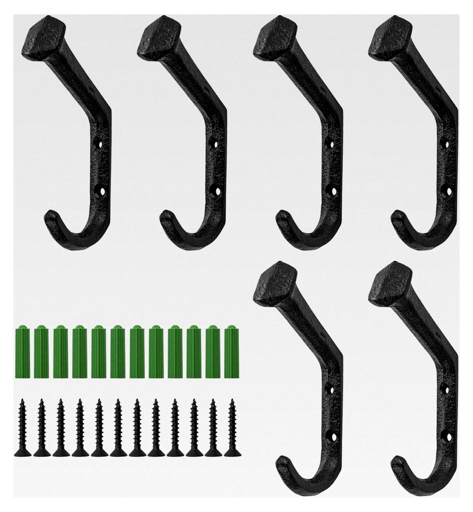 Kleiderhaken, Rucksackhaken, Wandhaken zum Aufhängen, strapazierfähig, rustikal, Gusseisen, schwarz, Haken für Kleidung, Hüte, Schlüssel, Hand...
