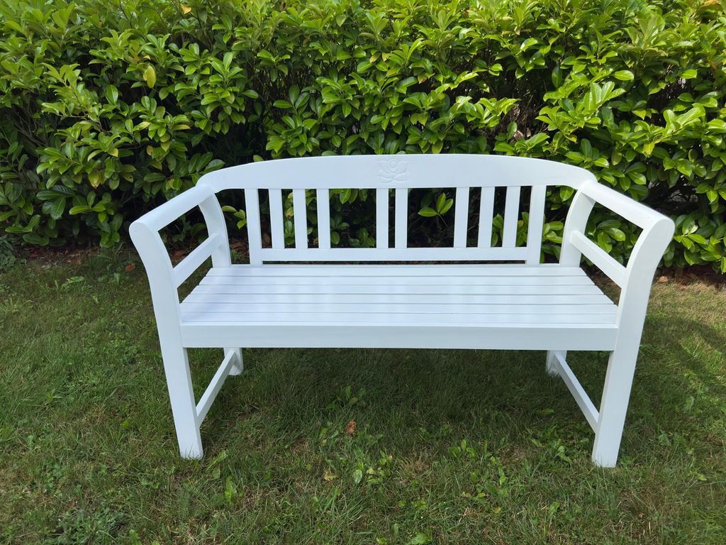 Gartenbank, Holzbank, Friesenbank weiß aus Akazienholz Produktbild 9