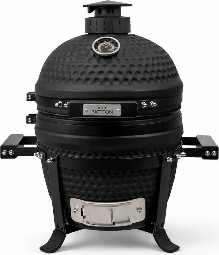 PATTON Kamado Grill Holzkohlegrill "PREMIUM", Grill Ø27cm, Mattschwarz