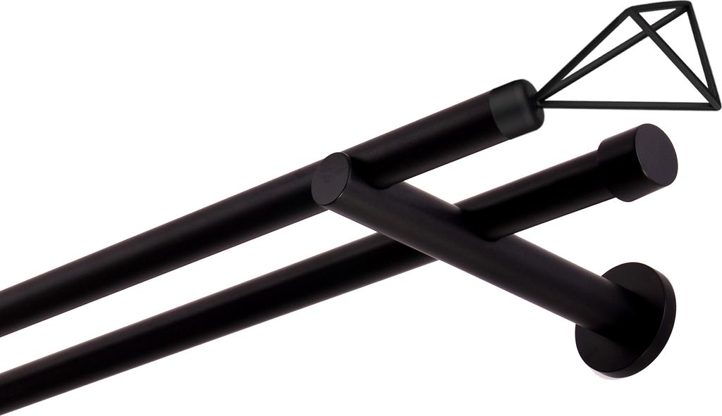 Gardinenstange Schwarz Matt stabile Vorhangstange 19 mm mit Space einfache Montage, Montageort: Wand, 2-läufig, 600 cm