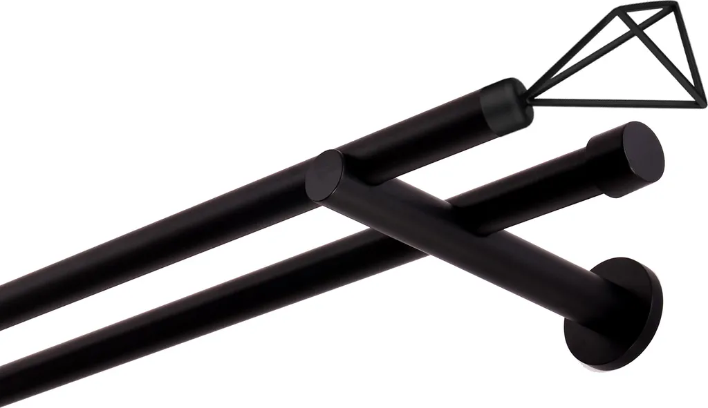 Bastone Doppio per Tende Nero 360cm | Design SPACE Metallo 19mm