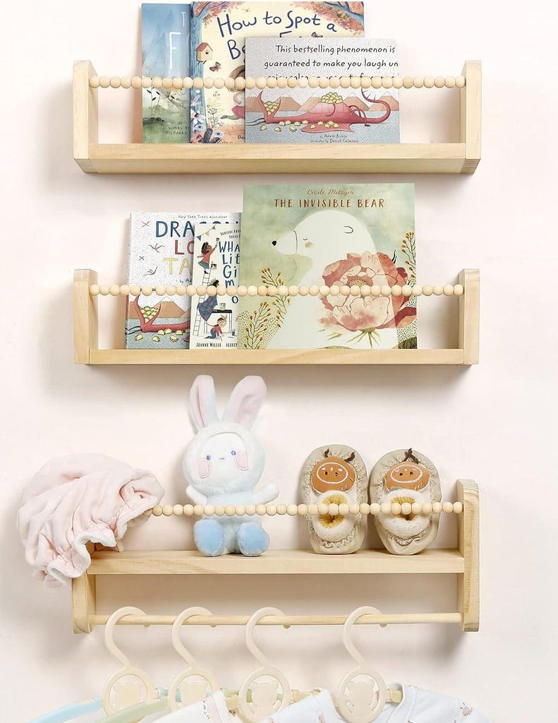 Holz Kinderzimmer Wandregal Bücherregal Set von 3 mit Sternen - dekorativ und praktisch Bücherregal