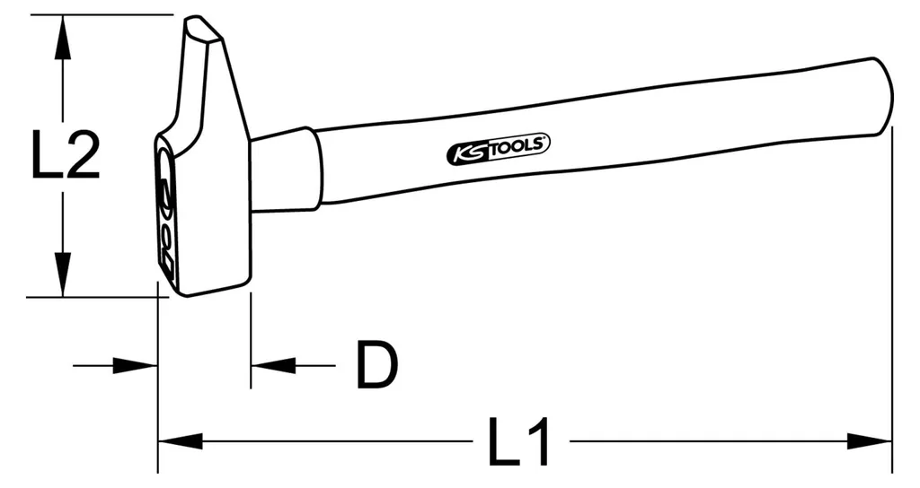Marteau de serrurier forme française 2kg KS TOOLS avec manche en hickory
