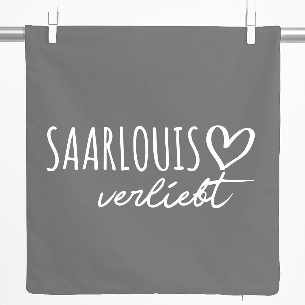 Huuraa Kissenbezug Saarlouis verliebt 40x40cm Steel Grey Baumwolle Dekokissenbezug Geschenkidee