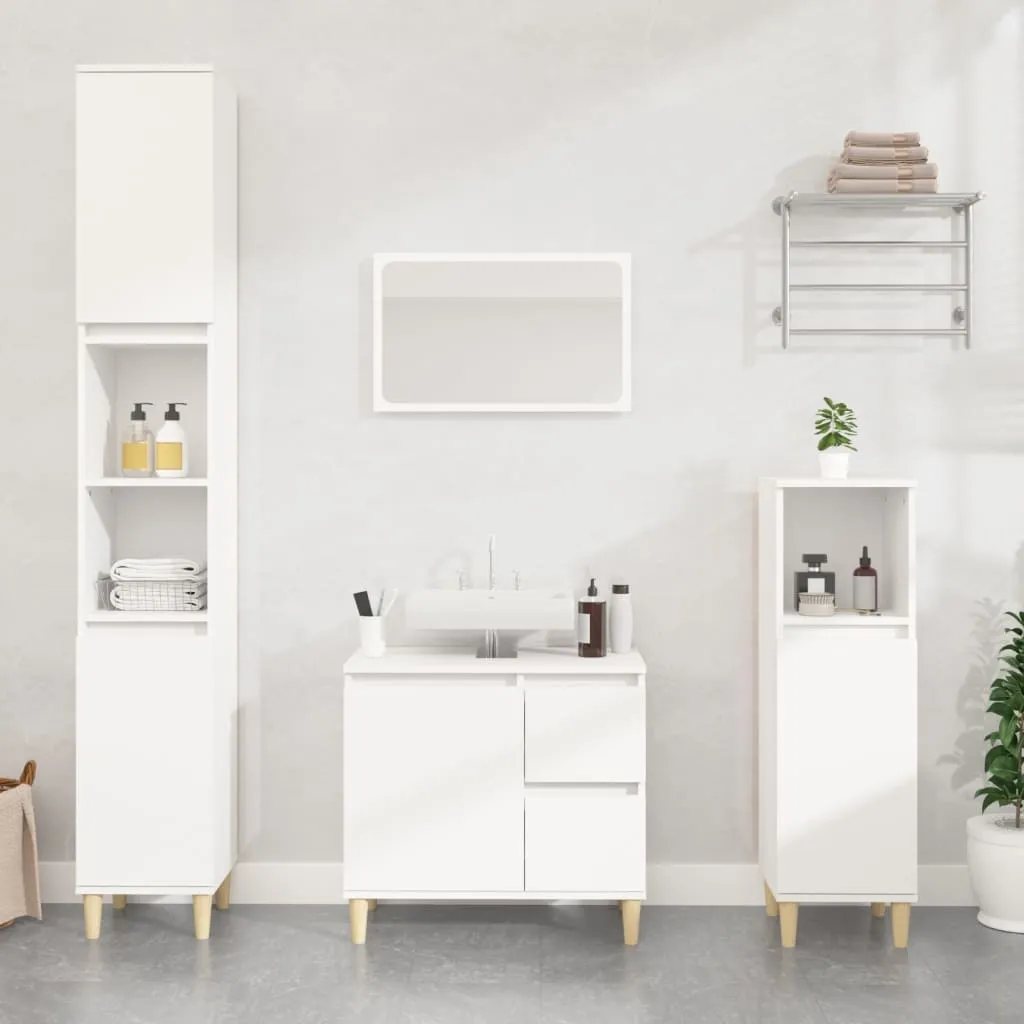 Organizzatore Bagno Bianco 30x30x100 cm - Mobiletto in Legno Pratico