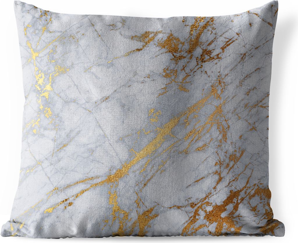 MuchoWow Outdoor Kissen - Marmor - Gold - Grau - 45x45 cm - Wetterfest - Lounge Kissen - Fotokissen - Dekoratives Kissen