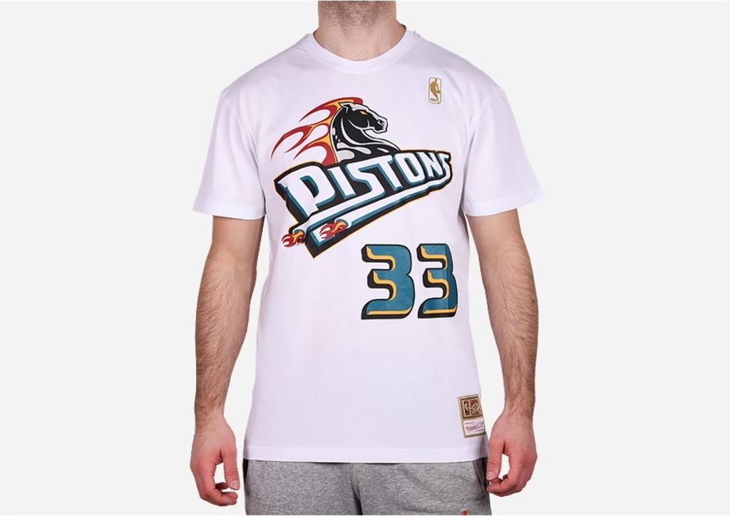 Hemd Mitchell & Ness & Name&Nummer T-Shirt Detroit Pistons – Grant Hill BNN3CW19045DPIWHIT98GHI