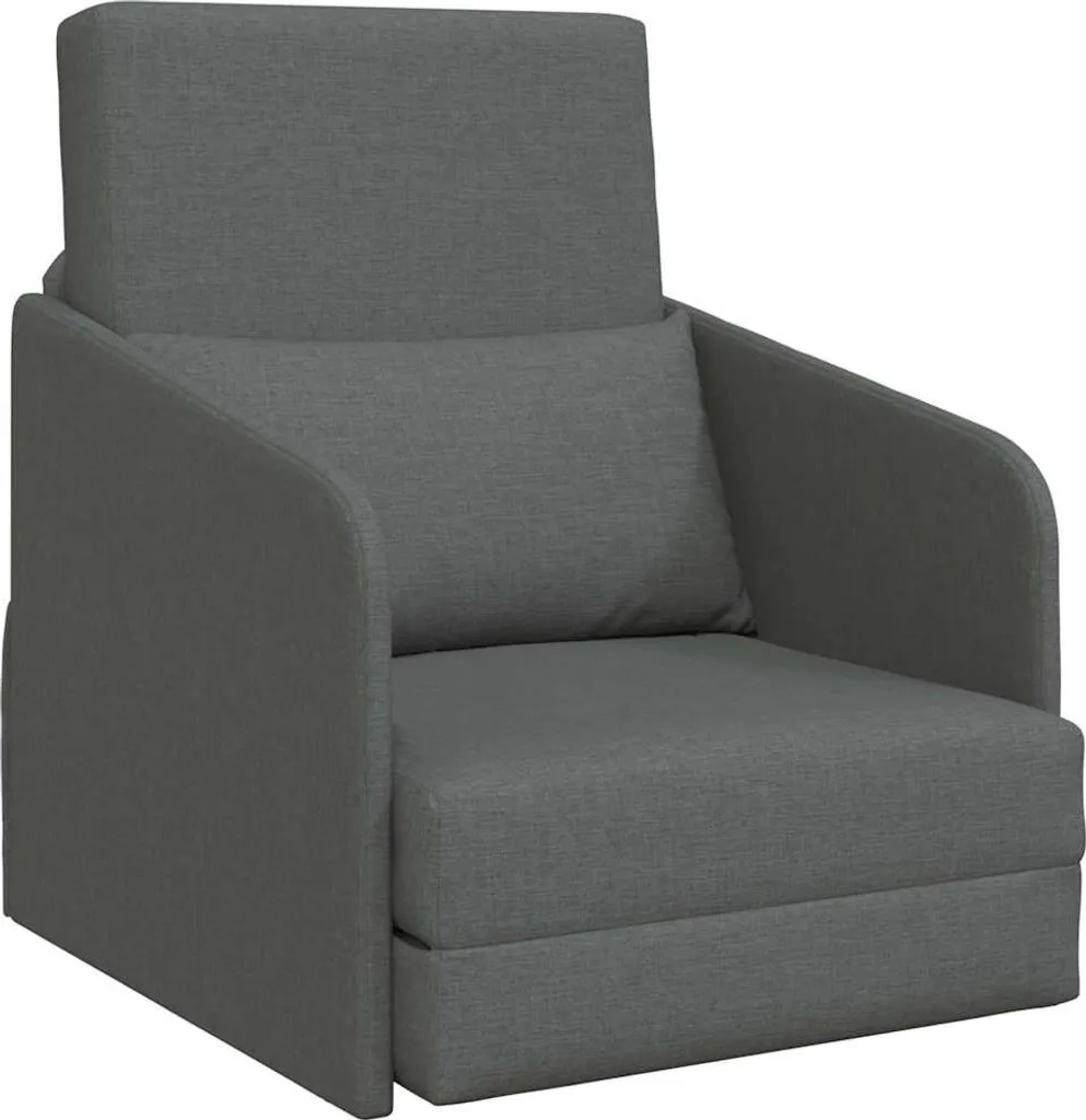 Chauffeuse convertible gris foncé 65 cm en tissu pour petit espace