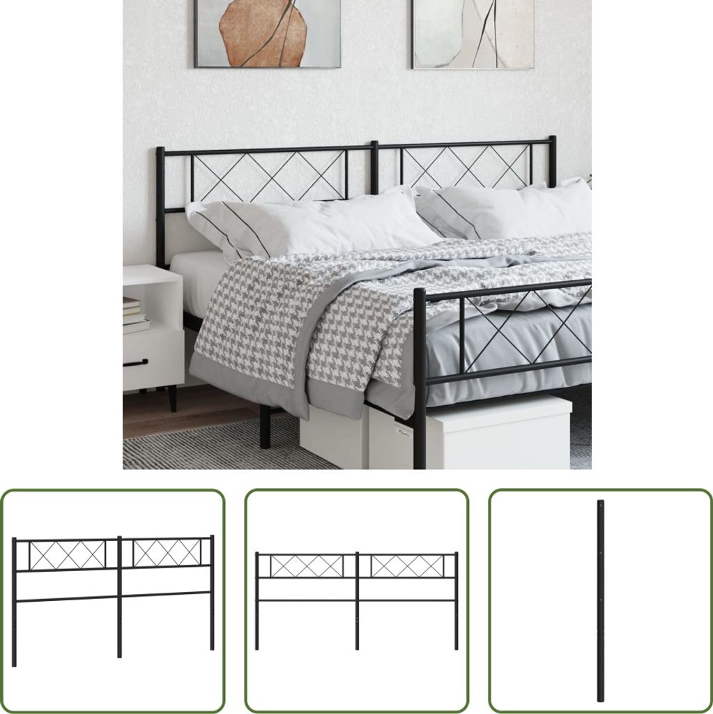 The Living Store Kopfteil Metall Schwarz 200 cm