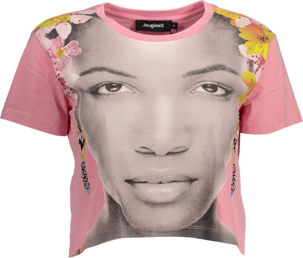 Desigual Damen Face Baumwoll-T-Shirt L