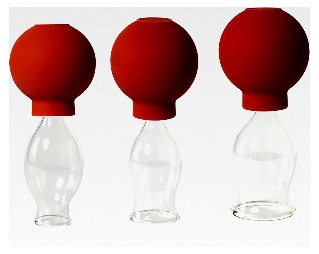 3er Set Schröpfgläser mit Ball 15-20-25mm für professionelles, medizinisches, feuerloses Schröpfen, mundgeblasen und handgeformt