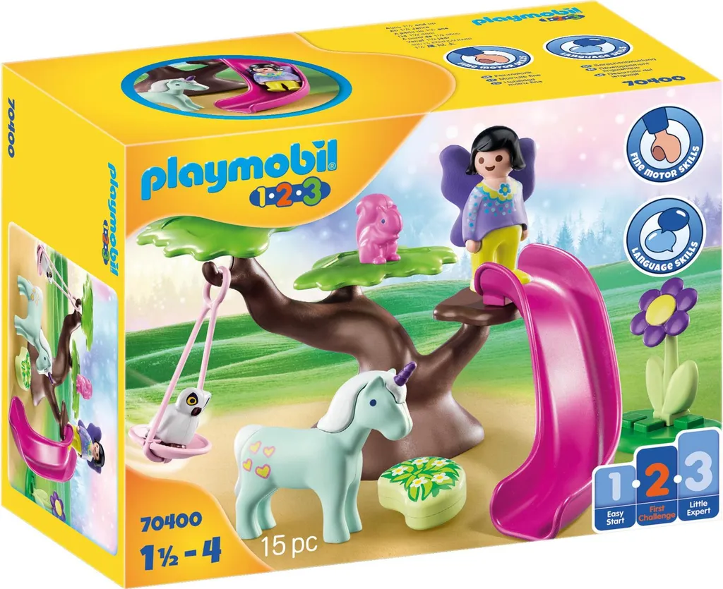 Terrain de jeu des fées PLAYMOBIL 1.2.3. 70400 avec toboggan et fleur