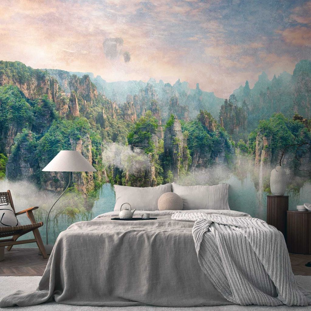 Profhome 399081-GU Fototapete Landschaft grün blau braun beige 3,71 m x 2,8 m