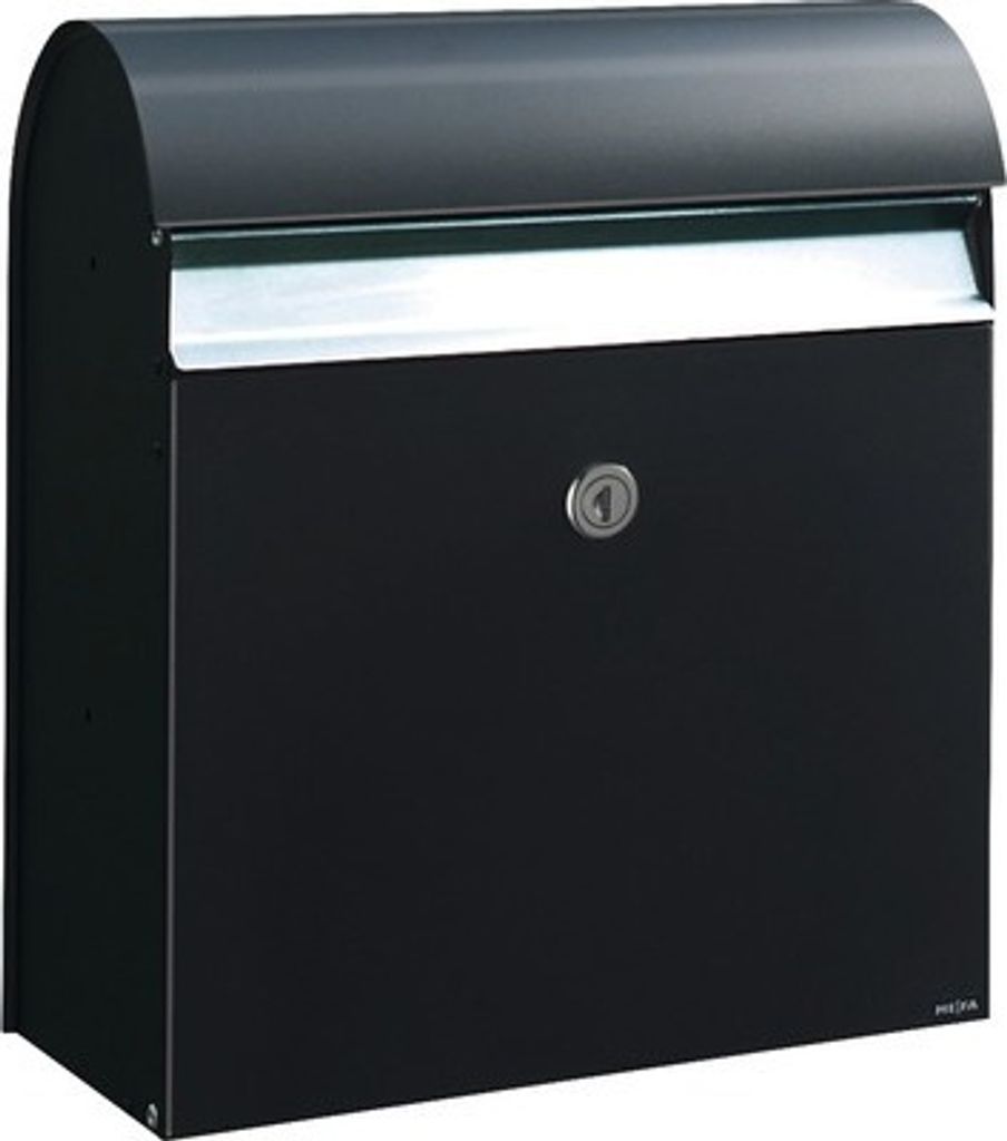 MEFA Briefkasten Briefkasten Stahl pulverbeschichtet BxHxT 365/425/180 mm Jade 870 Tiefschwarz RAL 9005 Entnahme vorne mit Klappe