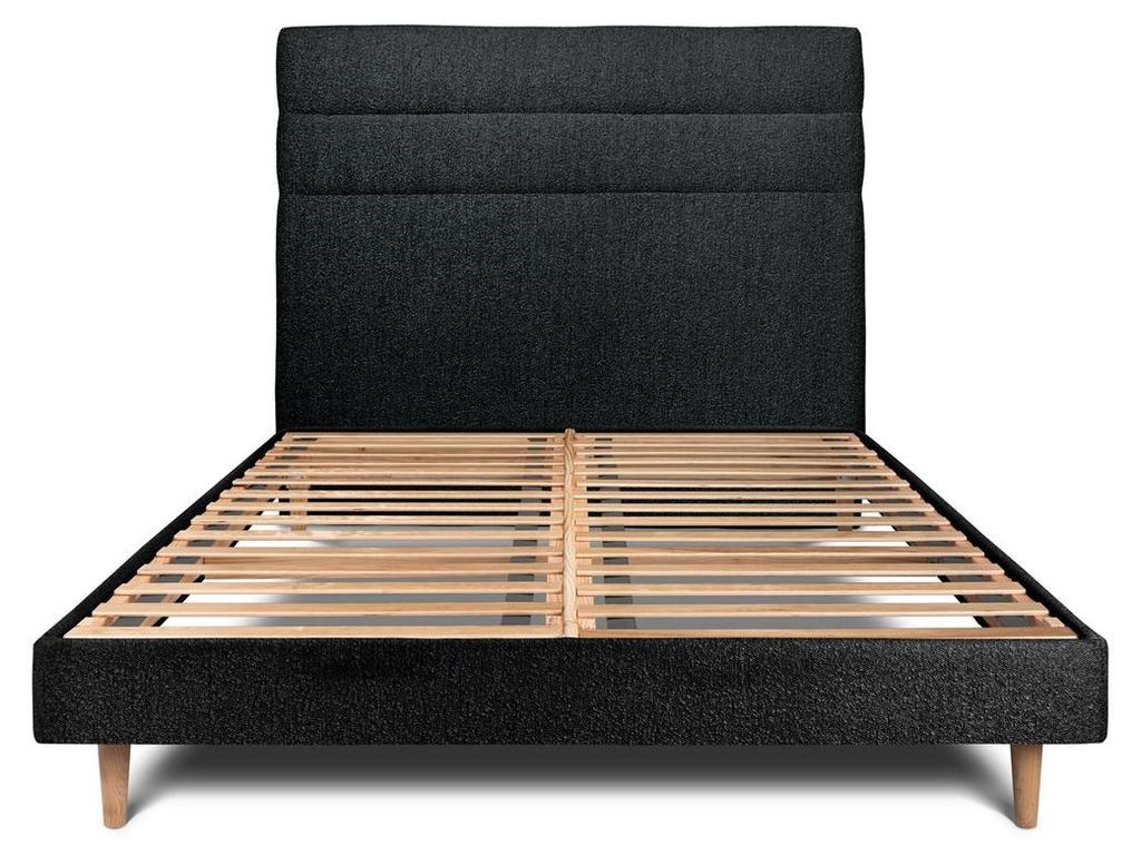 Bett mit gefüttertem Kopfteil – Bouclé-Stoff - 160 x 200 cm